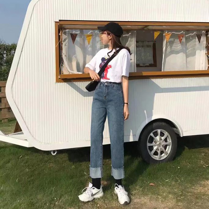 [ORDER] - Quần baggy jean form ống vừa lưng cao xắn lai 🤤😍