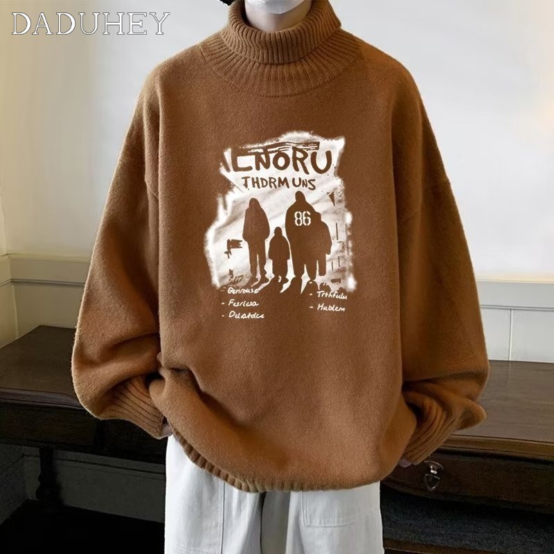 DaDuHey Men's Autumn Korean-Style Fashionable Loose Sweater Ins Fashionable Printed Long Sleeve Top