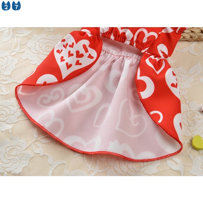 Đầm Xòe In Họa Tiết Trái Tim Đáng Yêu Cho Thú Cưng 27 Pet