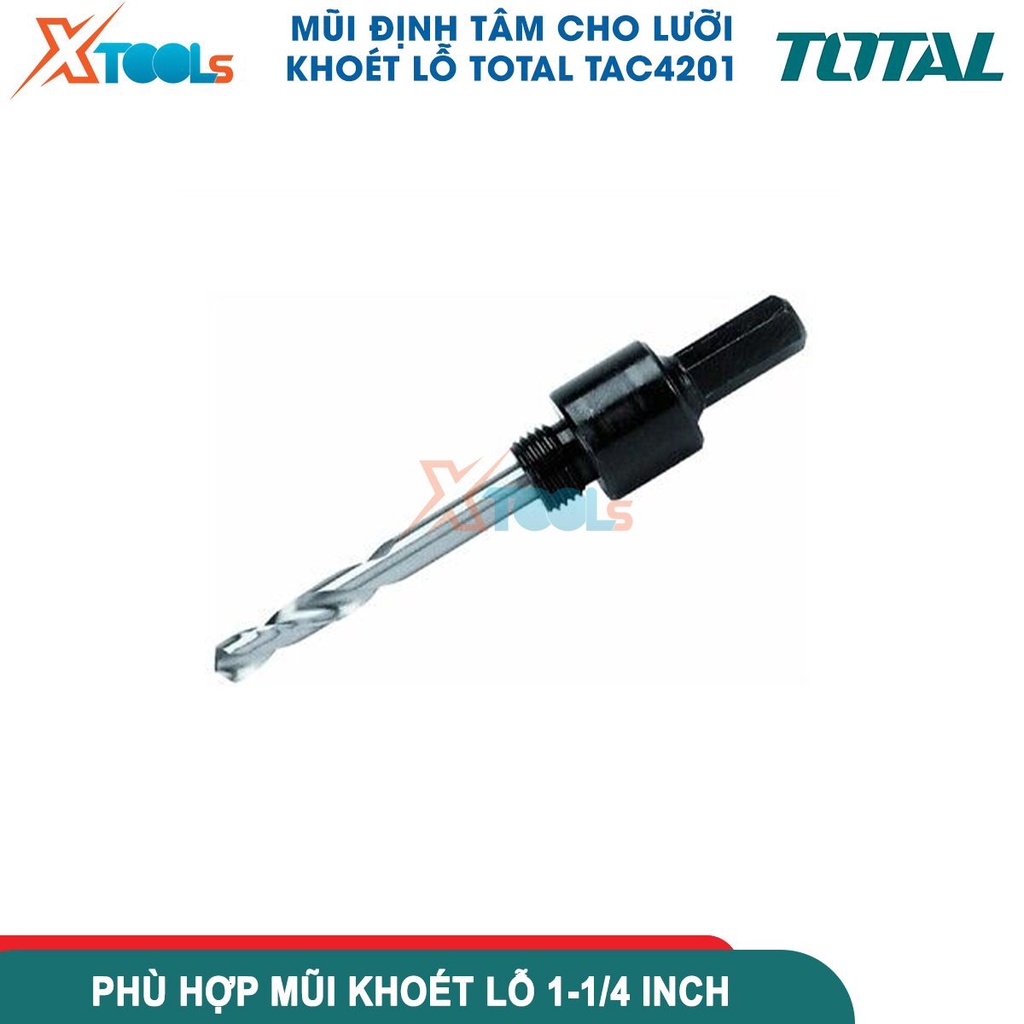 Mũi định tâm cho lưỡi khoét lỗ TOTAL TAC4201, đầu lục giác 3/8 inch phù hợp với cưa lỗ 14mm đến 30mm[CHÍNH HÃNG][XTOOLS]