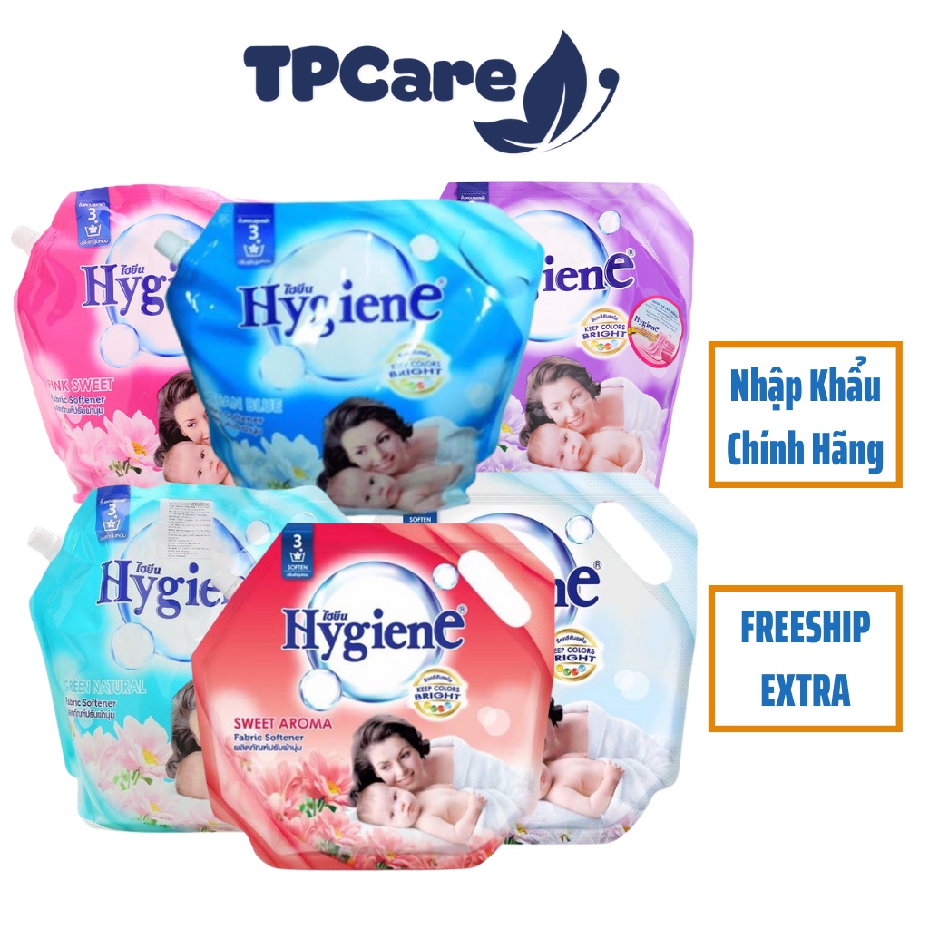 Combo 2 Túi  Xả Vải Hygiene Hương Hoa Thơm Mát Nhập Khẩu Thái Lan 1800ml/túi