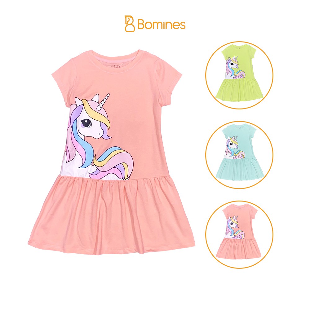Váy cho bé gái Unicorn BOMINES, đầm Unicorn vải cotton thoáng mát cho bé 3 tuổi đến 10 tuổi khoảng 12kg đến 30kg
