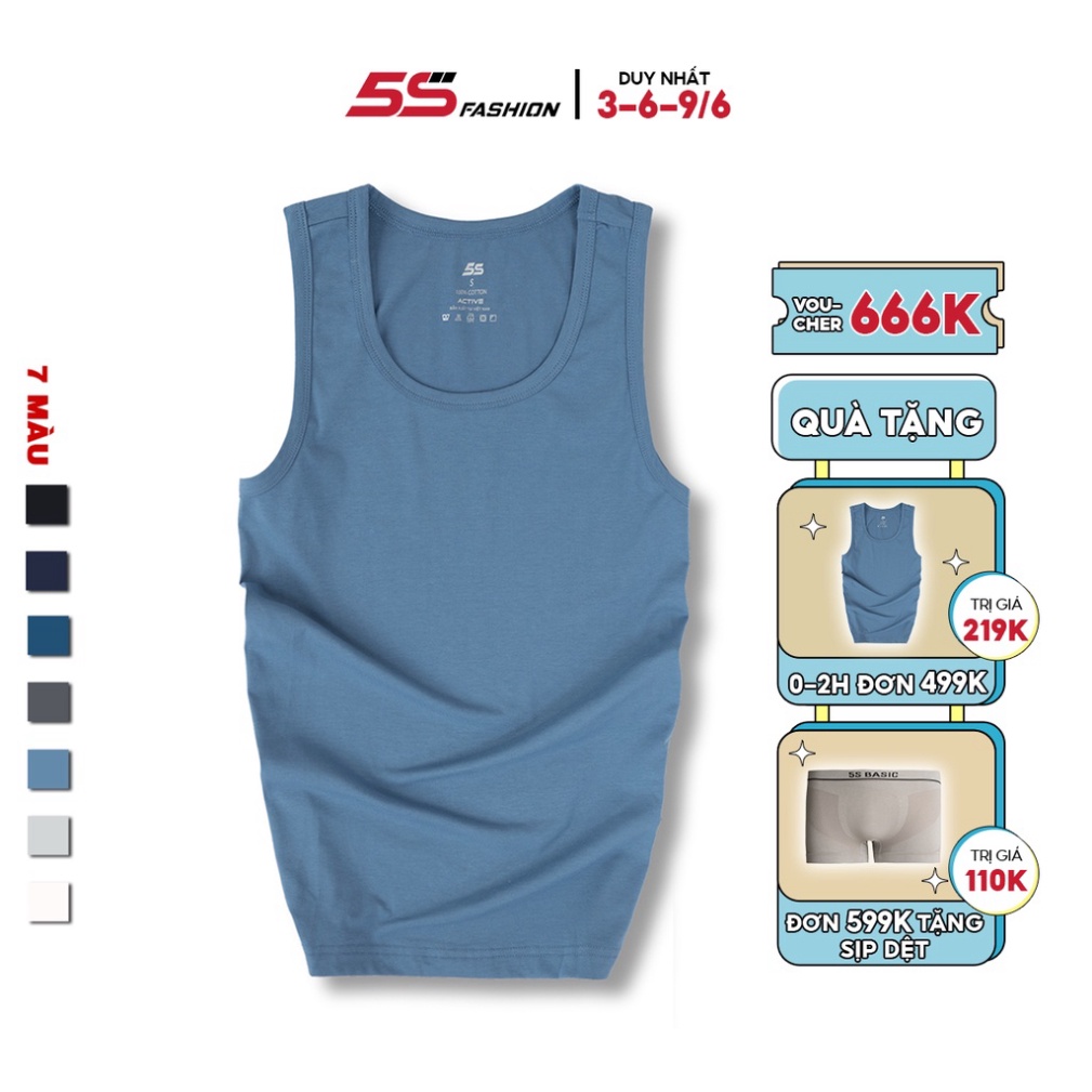 (Hàng Sỉ) Áo Ba Lỗ Nam 5S (7 Màu), Chất Liệu Cotton Siêu Mềm Mại,Thoáng Mát, Co Giãn Tốt, Thoải Mái