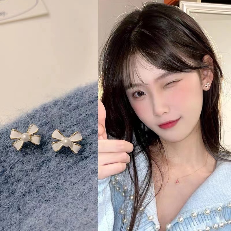Khuyên Tai Hình Nơ Nhỏ Đơn Giản Dành Cho Nữ