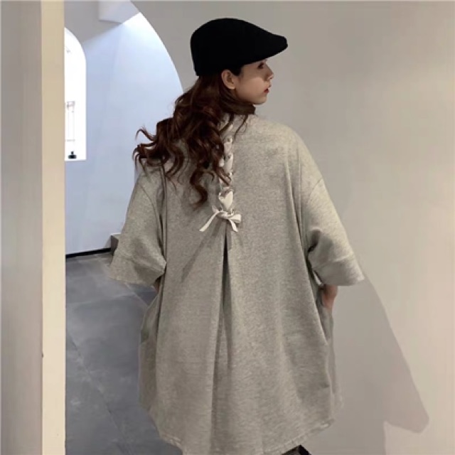 🍑 Áo phông tay lỡ đan dây lưng 🍑