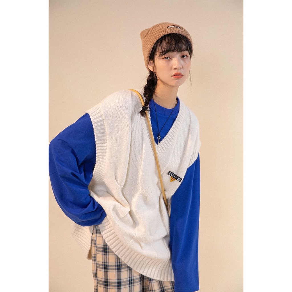 Áo Dệt Kim Sát Nách Dáng Rộng Cổ Chữ V Thời Trang Cho Nữ