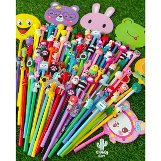 [Bút cute các mẫu] Combo 100 Bút Mix Hoạt Hình - Mực Xanh