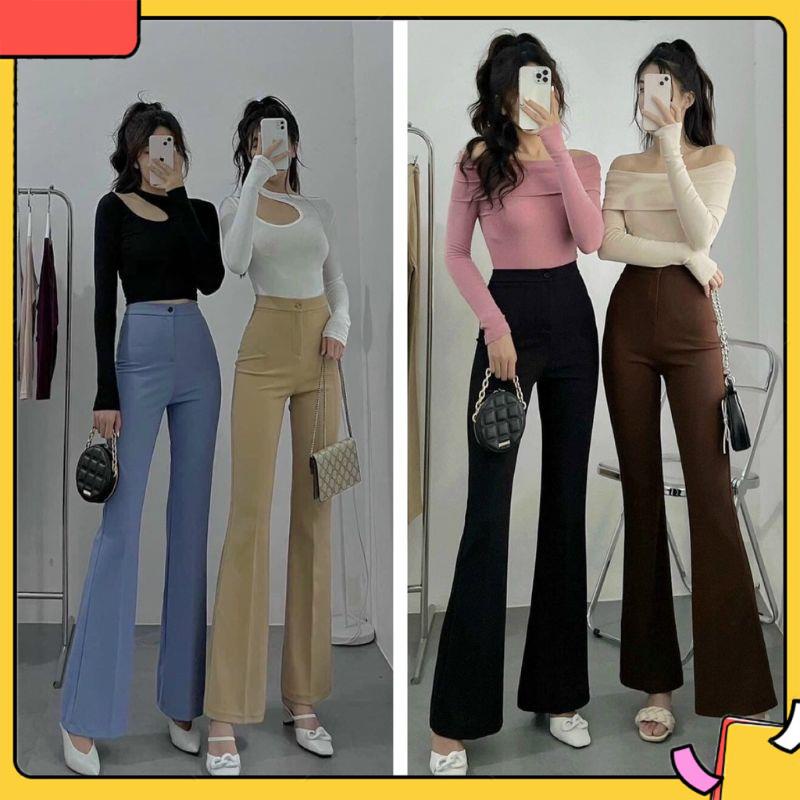 Quần ống loe cạp cao Kamichi , Quần legging dài ống loe chất tuyết mưa cao cấp mã 828
