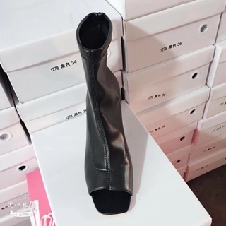 BOOT LỬNG DA MỀM HỞ MŨI GÓT VUÔNG 7 PHÂN (FULLBOX ẢNH THẬT)