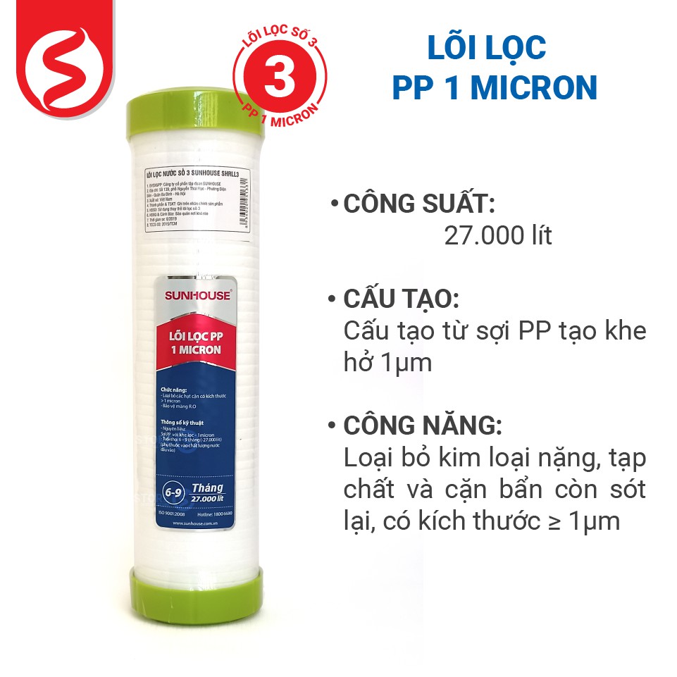 Lõi lọc nước số 3 Sunhouse SHRLL3 [Chính hãng]