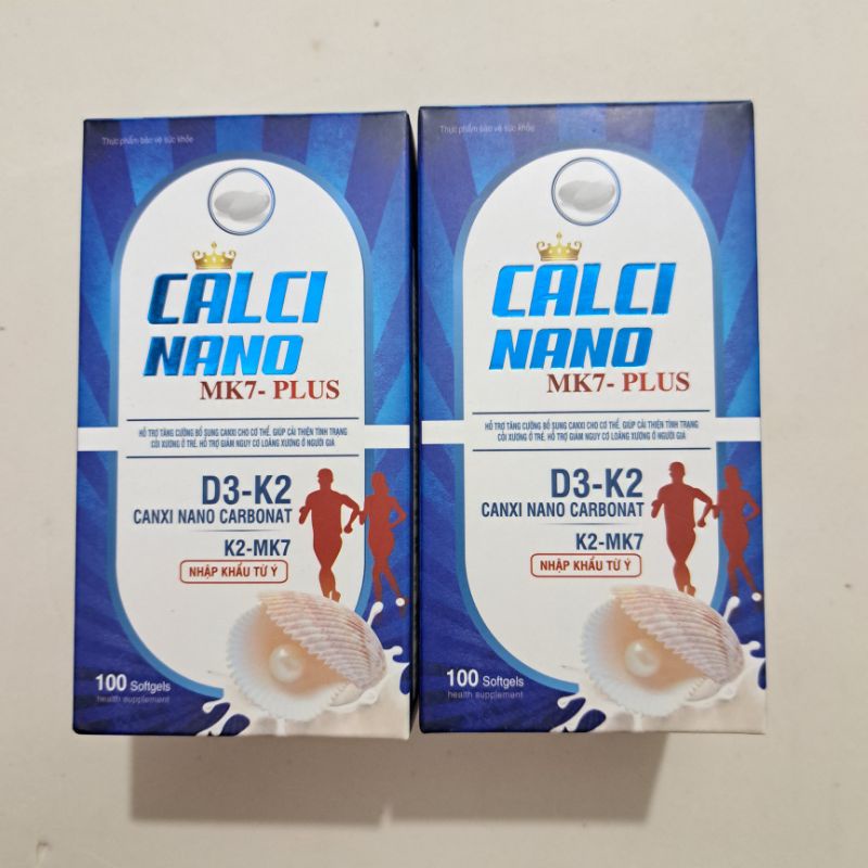 Viên uống CALCI NANO MK7 PLUS_Bổ sung canxi D3 K2 MK7 giúp xương chắc khỏe, giảm nguy cơ loãng xương _Hộp 100viên