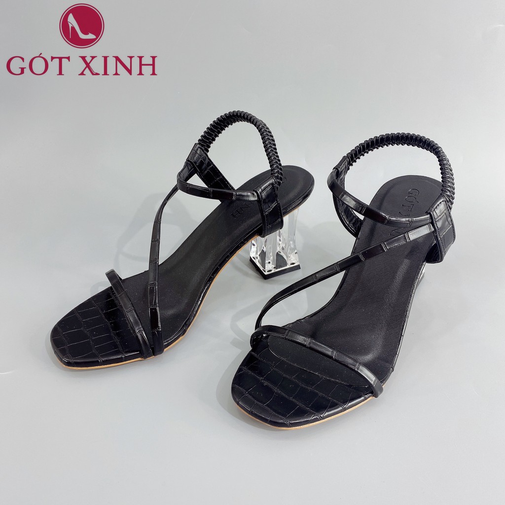Giày sandal cao gót nữ GÓT XINH GD13 quai mảnh gót mika trong cao 5cm