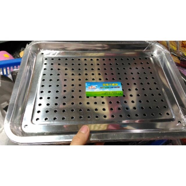 [Giá Sỉ] Khay Úp Ly 2 Lớp Inox 32x22cm, Mâm Chữ Nhật, Khay Chữ Nhật