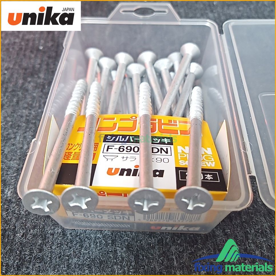 Vít bê tông Unika 6mm, loại dài 90mm, đầu bằng, mã F690