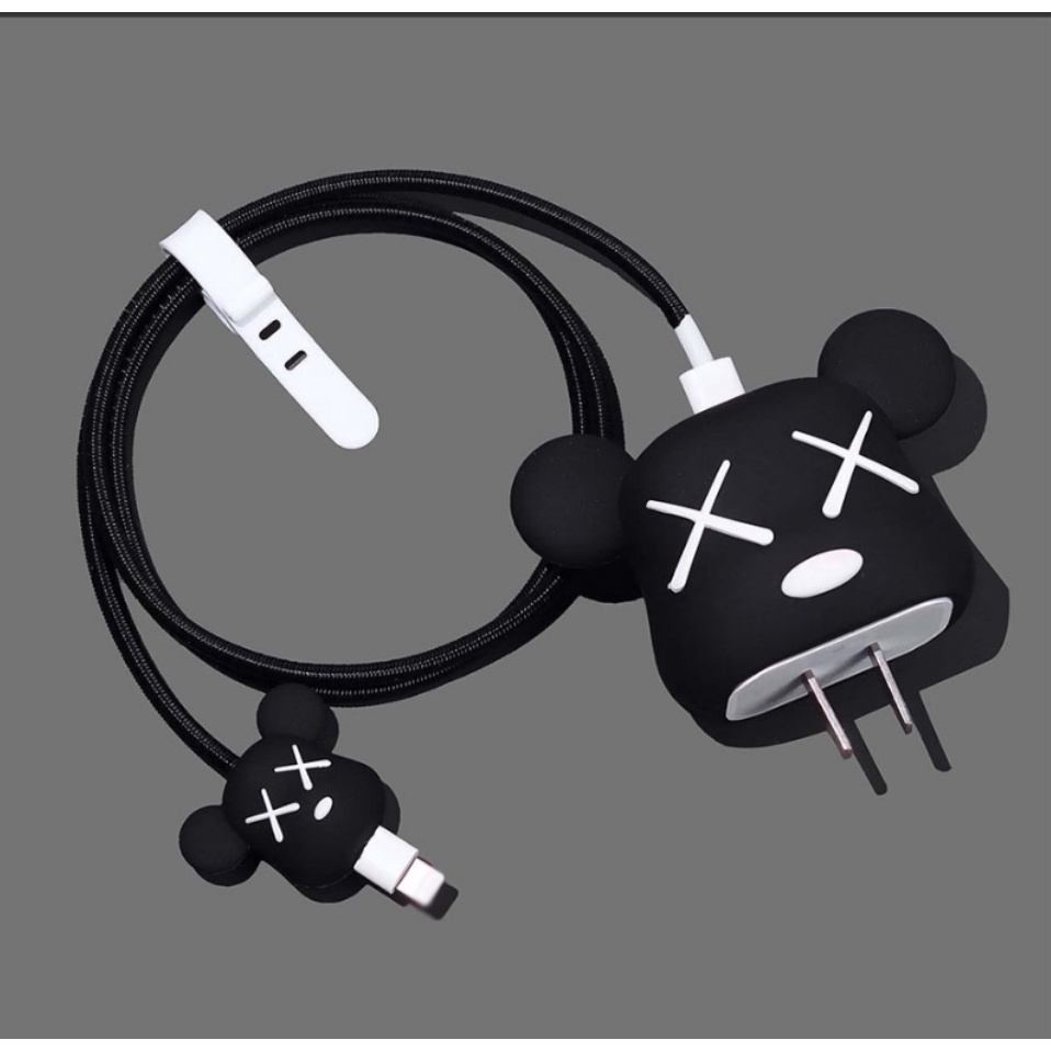 Bộ Phụ Kiện Bảo Vệ Cáp Và Củ Sạc Iphone 11-12-13-14 Bằng Silicon Hình Hoạt Họa  Siêu Dễ Thương