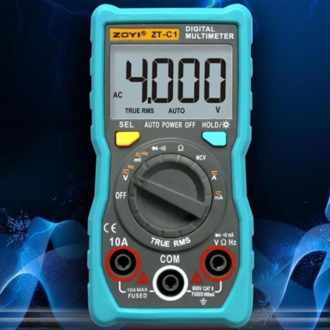 Đồng hồ vạn năng kỹ thuật số Zotek Zoyi Zt-C1 Multimeter bỏ túi đa chức năng đo AC/DC ôm Hz, rò nguồn điện