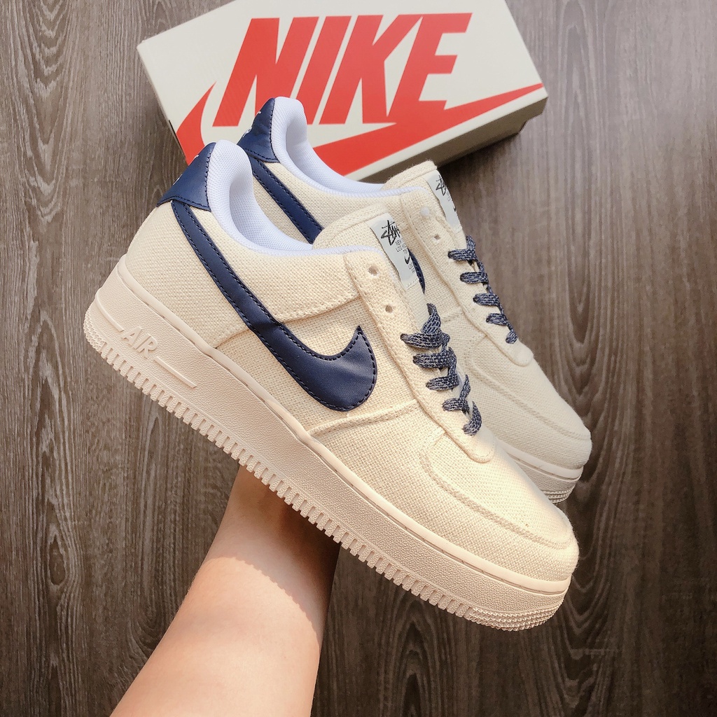 Giày sneaker AF1 BeigeDeep Blue full size nam nữ