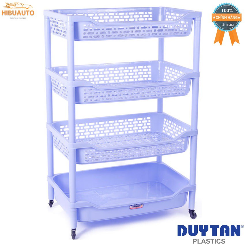 Kệ Nhựa Lớn 4 Ngăn – Có Bánh Xe Cao Cấp Duy Tân Kích Thước 63.5 x 40 x 105 cm