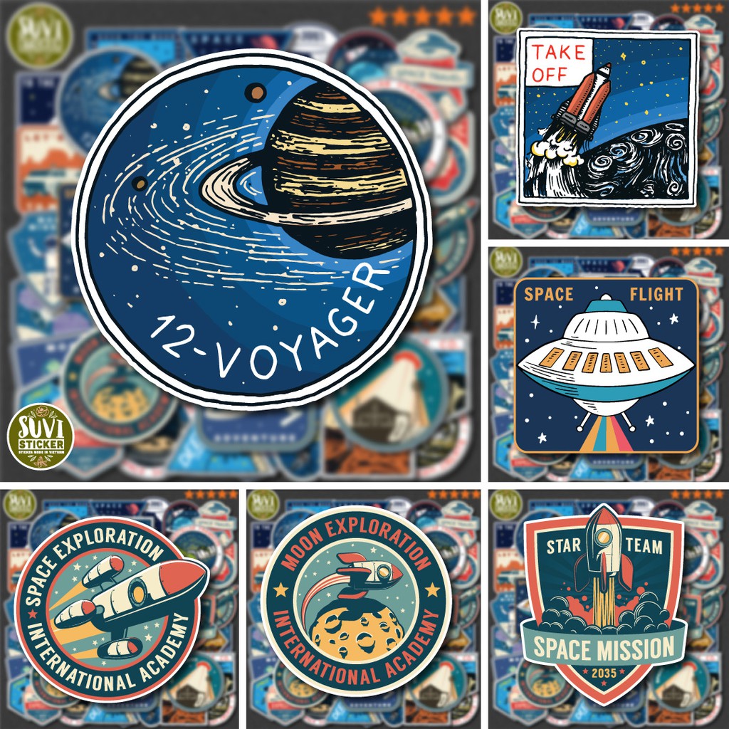 50 Sticker Galaxy Label chống nước sticker dán mũ bảo hiểm, laptop, điện thoại, đàn guitar, vali. MSP: NS13