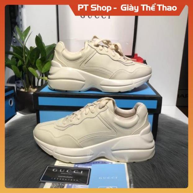 Giày thể thao Gucci Ny, môi các màu, Giầy Sneaker GC kem trắng trơn Full bill box