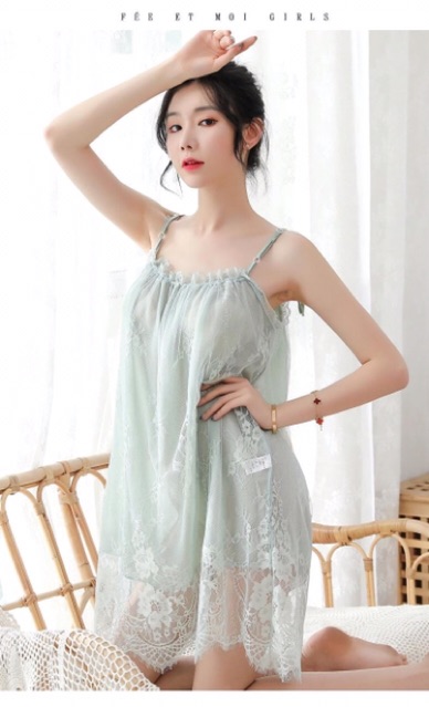 [TẶNG QUẦN CHIP] Đầm Ngủ, Váy Ngủ Ren Hai Dây Sexy | BigBuy360 - bigbuy360.vn
