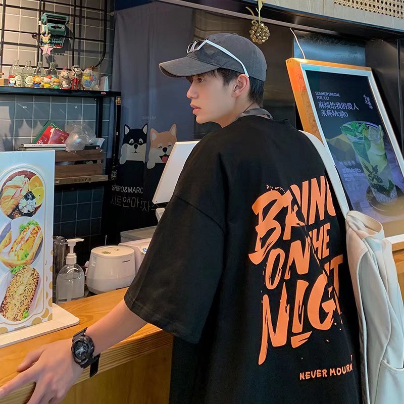 Áo Thun Tay Ngắn Dáng Rộng In Chữ Phong Cách Hip Hop Thời Trang Mùa Hè Cỡ Lớn M-8XL