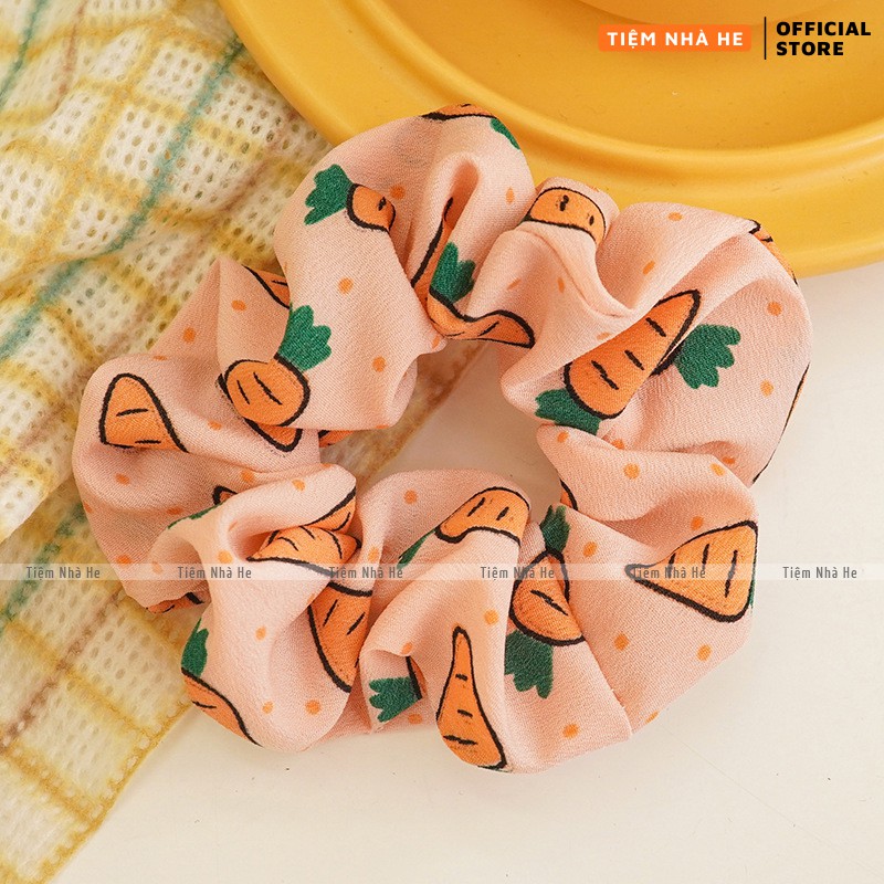 Dây buộc tóc scrunchies vải lụa đẹp hot trend phong cách ulzzang Hàn Quốc cột tóc cho bé gái