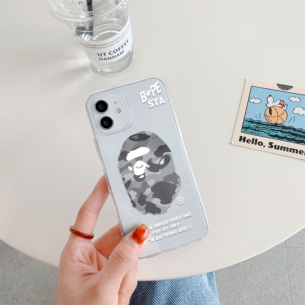 Ốp Điện Thoại Cạnh Mềm Trong Suốt Chống Sốc Họa Tiết Không Gian Bape Cho IPhone 11 13 12 X XS Pro Max XR 12 13 Mini 6 7 8 plus
