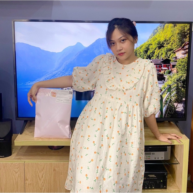 VIDEO-ẢNH THẬT [Hàng thiết kế] Váy ngủ nữ cute váy dáng babydoll vải xô muslin siêu mát | BigBuy360 - bigbuy360.vn