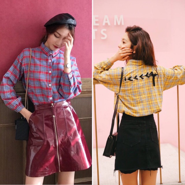 sẵn ÁO SƠ MI ĐAN DÂY LƯNG ULLZANG , QUẢNG CHÂU
