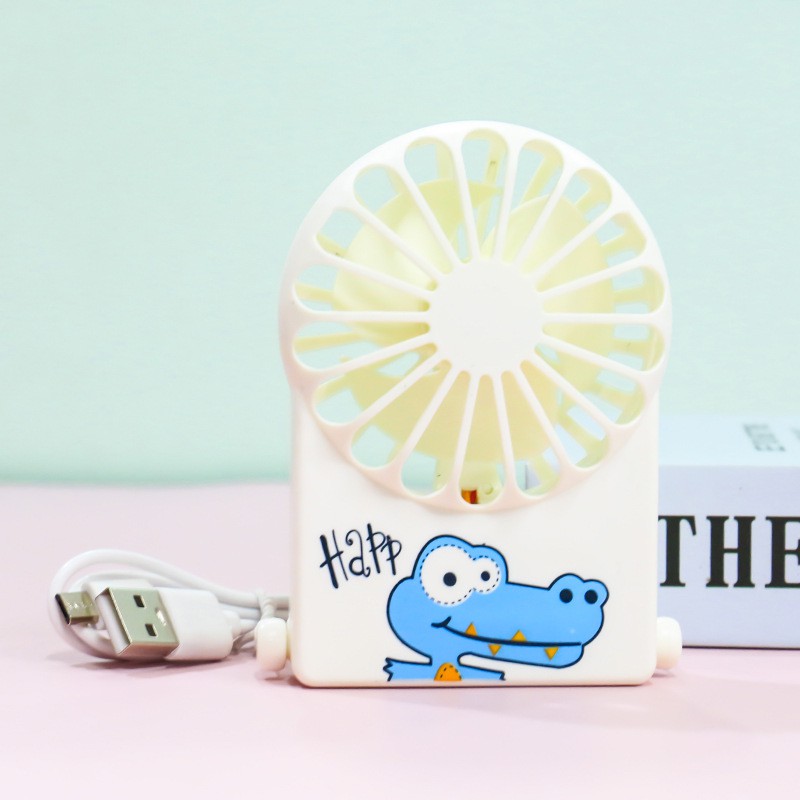 Quạt mini cầm tay sạc điện hình thú cute có đèn tích điện , cổng sạc usb , để bàn đeo cổ. | BigBuy360 - bigbuy360.vn
