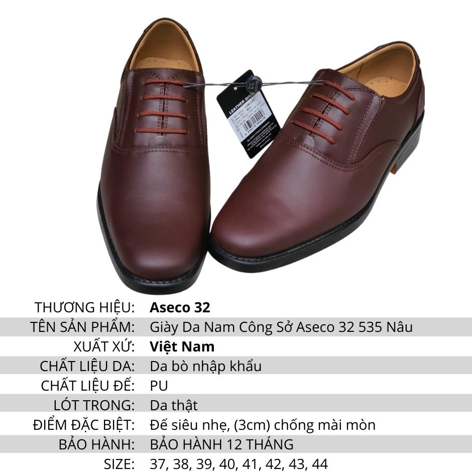 Giày tây lười nam da bò công sở ASECO32 mã 535 nâu