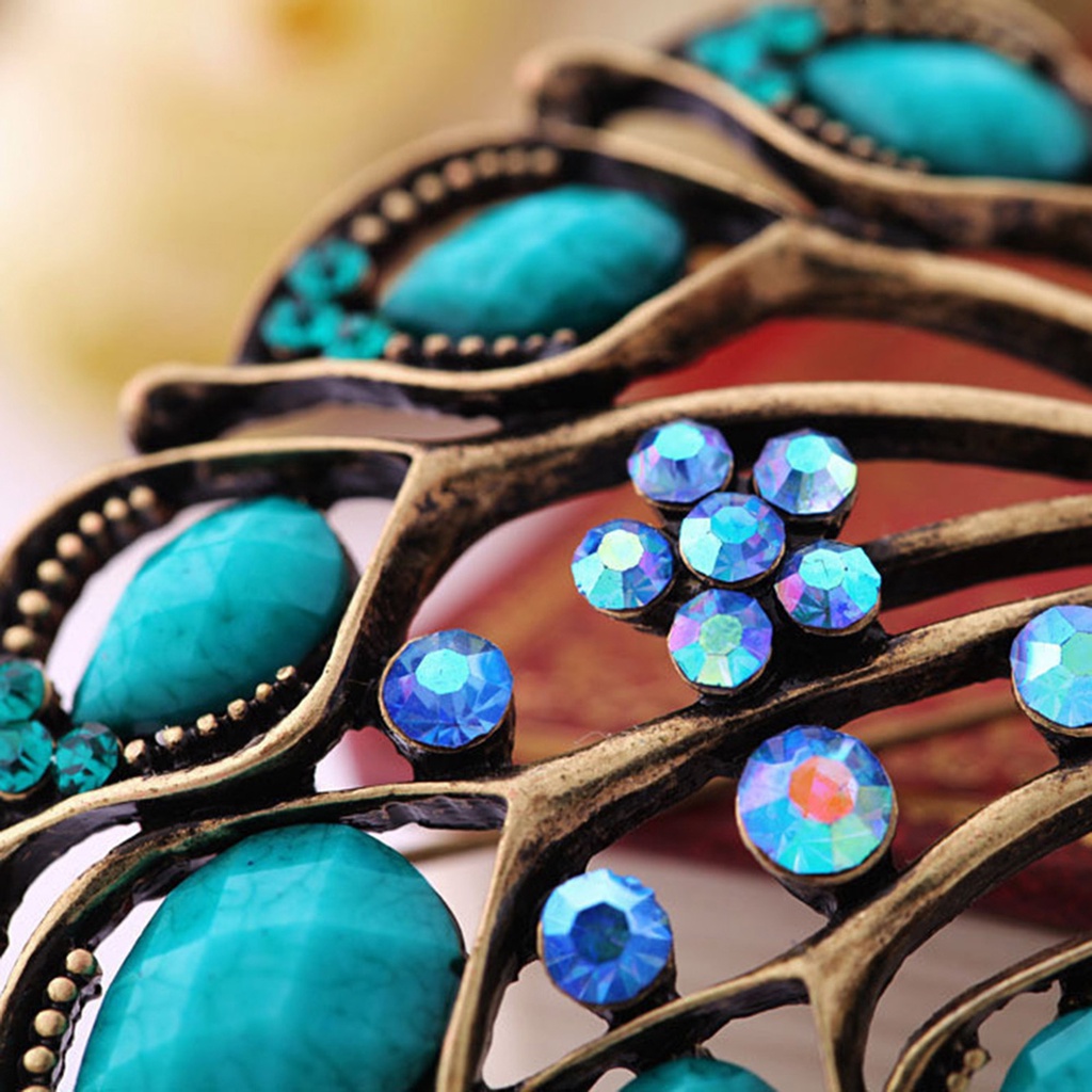 Cài Áo Hình Con Công Đính Đá Bằng Hợp Kim Thời Trang