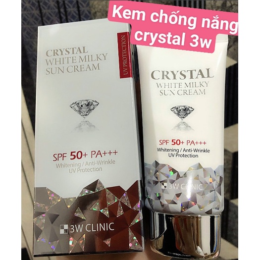Kem Chống Nắng 3W CLINIC CRYSTAL WHITE MILKY SUN CREAM SPF 50/ PA +++ Hàn Quốc 50ml