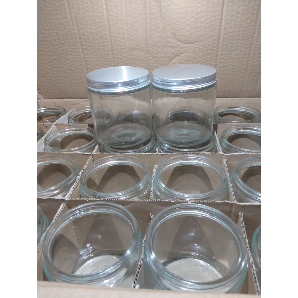 Hủ thủy tinh 500ml thân tròn nắp nhôm đựng hạt