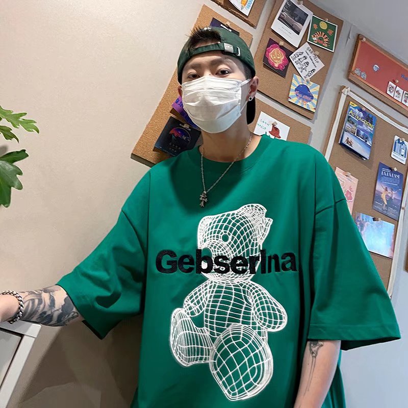 Áo Thun Nam Dáng Rộng In Họa Tiết Hoạt Hình Phong Cách Hip Hop Đường Phố Nhật Bản Cỡ M-5XL