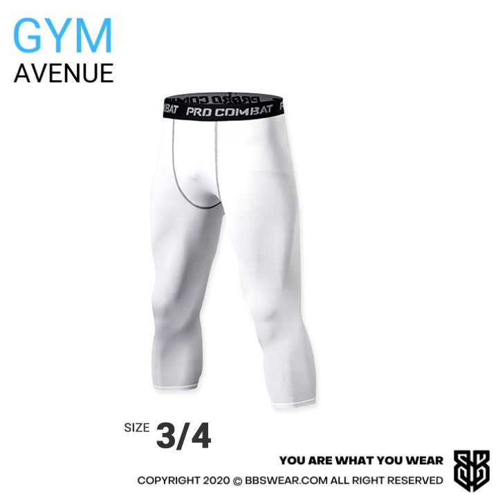 Quần Legging 3/4 Nam BSS WEAR - Quần Thể Thao Nam Lửng Chuyên GYM Bóng Rổ Bóng Đá SPORTWEAR - Màu Trắng