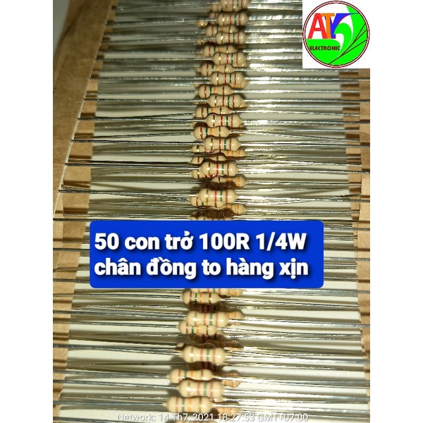 50 điện trở 100R 100ohm 1/4W xịn