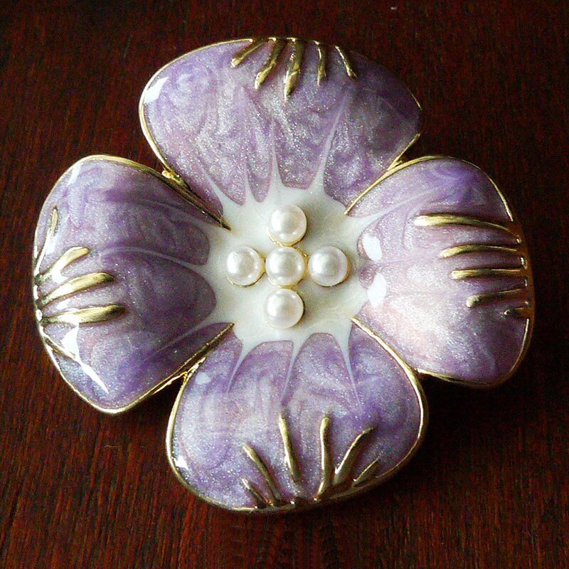 Ghim Cài Áo Hình Hoa / Bướm Tráng Men Tím / Hồng Phong Cách Cổ Điển Thời Trang Xinh