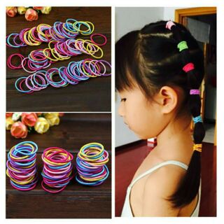 Túi 100 dây cột tóc màu trơn cho bé