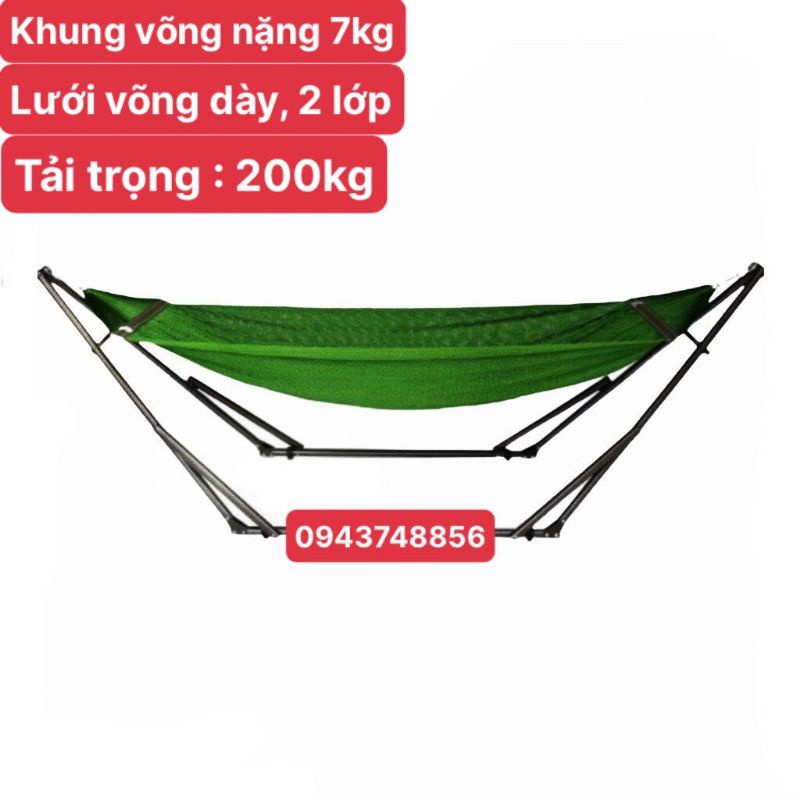 Võng xếp sơn tĩnh điện khung dầỳ kèm lưới