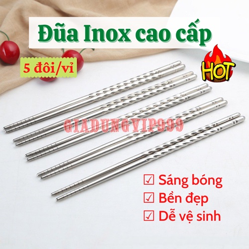 [TIỆN DỤNG] Đũa inox SALE Đũa ăn cơm inox cao cấp chống trượt chịu nhiệt không gỉ dễ vệ sinh bền đẹp giá rẻ