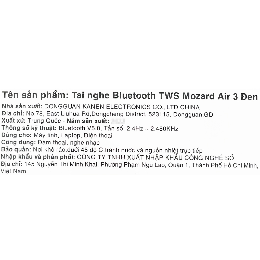 Tai nghe Bluetooth TWS Mozard Air 3 Chống nước - Chính hãng BH 12 tháng