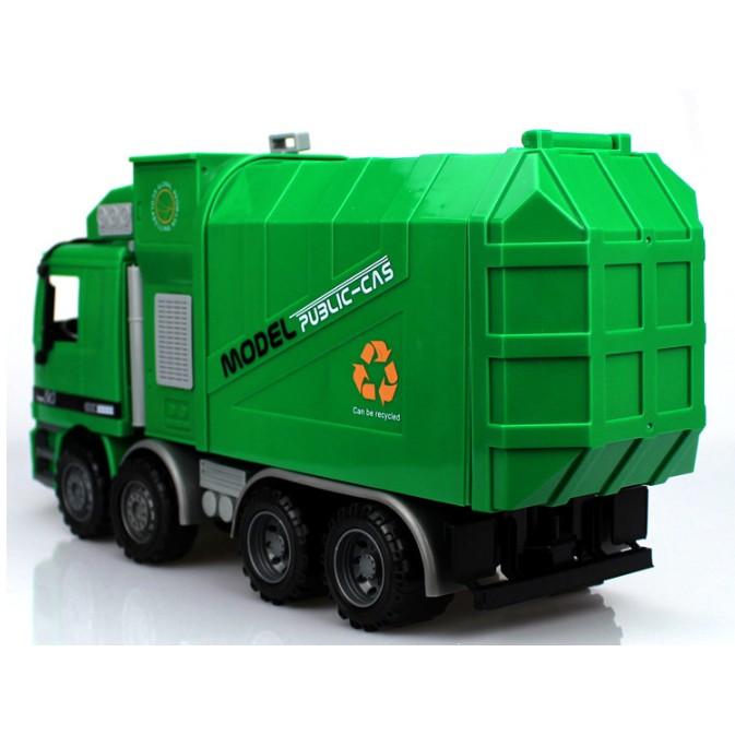 Mô hình xe chở rác Mô hình xe rác kèm 3 thùng rác