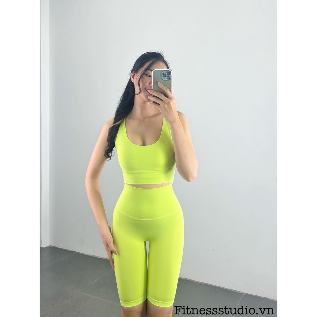 Quần Biker Lưng Cao Tập Yoga Nữ Fitness Studio Poly02-Q2, Chất Vải Thun Poly Thun Mịn Mát Co Giãn Tốt, Quần Tập Lululemo