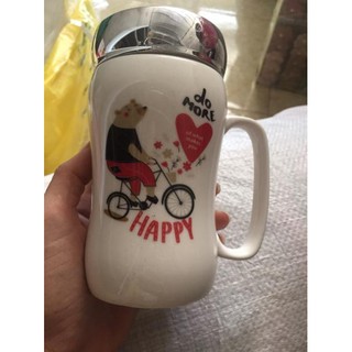 [Xả Kho] cốc sứ giữ nhiệt nắp gương