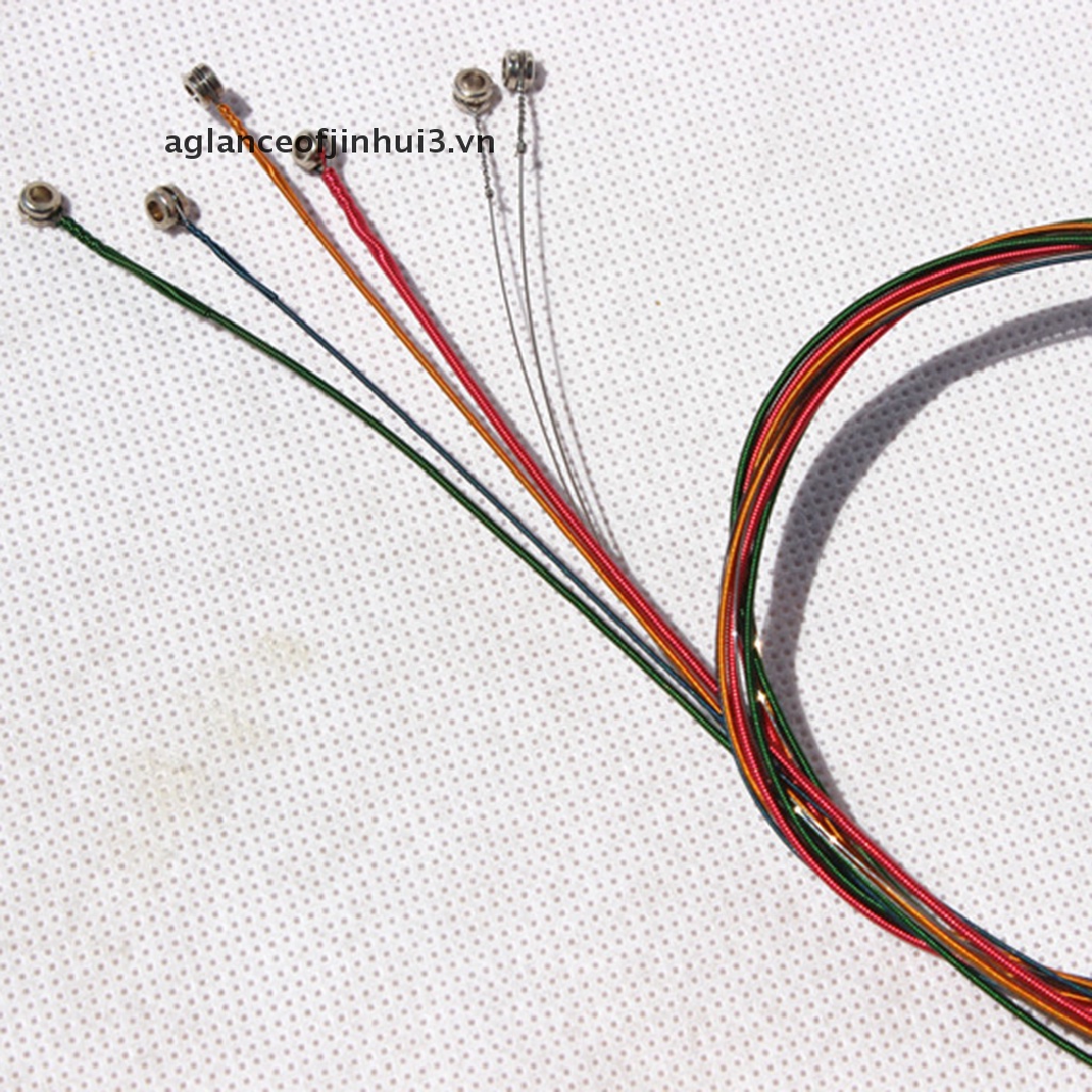 NEW One Set 6pcs Rainbow Colorful Color Strings For Acoustic Guitar  Accessory