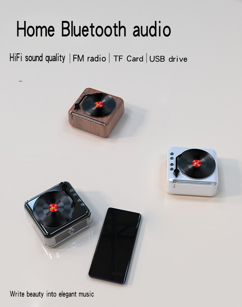 Loa Bluetooth không dây hỗ trợ FM / card TF có cổng sạc USB nhỏ gọn theo phong cách retro độc đáo