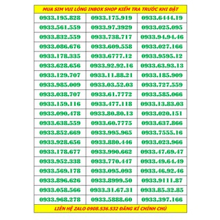 Sim số đẹp giá rẻ mobi 0933 - sim trả trước