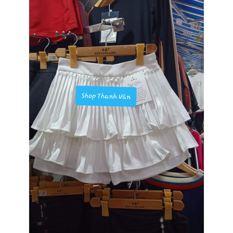 Chân váy xòe ngắn hai tầng xếp ly mềm mại | BigBuy360 - bigbuy360.vn